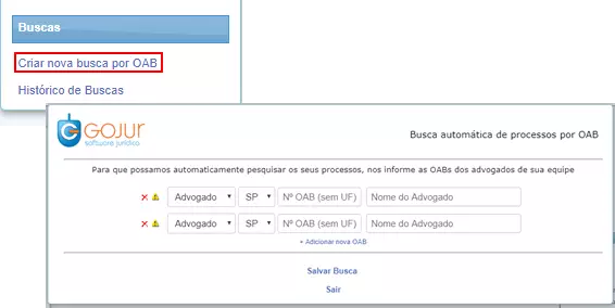 Leia mais sobre o artigo Novidades GOJUR – Cadastro de Processos por OAB