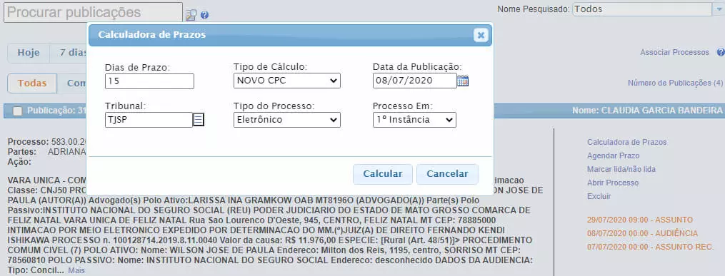 , Novidade no Software Jurídico GOJUR &#8211; Calculadora de Prazos